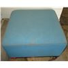 Image 1 : Blue Upholstered Ottoman w/ Wood Base 31.5"x31.5"x16.5"