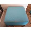 Image 2 : Blue Upholstered Ottoman w/ Wood Base 31.5"x31.5"x16.5"