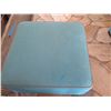Image 2 : Blue Upholstered Ottoman w/ Wood Base 31.5"x31.5"x16.5"