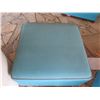 Image 2 : Blue Upholstered Ottoman w/ Wood Base 31.5"x31.5"x16.5"