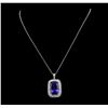Image 2 : GIA Cert 29.02 ctw Tanzanite and Diamond Pendant With Chain - 14KT White Gold