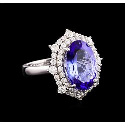 14KT White Gold 5.20 ctw Tanzanite and Diamond Ring