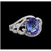 Image 1 : 14KT White Gold 3.23 ctw Tanzanite and Diamond Ring