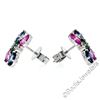 Image 4 : 18kt White Gold 3.86 ctw Oval Sapphire and Round Diamond Stud Earrings