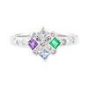 Image 2 : 0.50 ctw Multi-Color Gemstone and Diamond Ring - 14KT White Gold