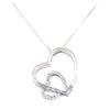 Image 1 : 1.00 ctw Diamond Double Heart Pendant with Chain - 14KT & 18KT White Gold