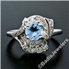 Image 2 : Art Deco 14kt White Gold 1.45 ctw Round Aquamarine and Diamond Cocktail Ring