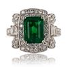 Image 1 : 3.17 ctw Emerald and 1.03 ctw Diamond Platinum Ring