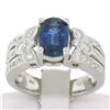 Image 4 : EGL 14k White Gold 2.78 Ctw Royal Blue Sapphire and Diamond Engagement Cocktail