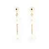 Image 1 : Double Pearl Dangle Earrings - 14KT Yellow Gold