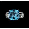 Image 2 : 14KT White Gold 9.91 ctw Topaz and Diamond Ring