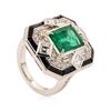 Image 4 : 6.46 ctw Emerald and Diamond Ring - 18KT White Gold