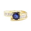 Image 2 : 1.67 ctw Blue Sapphire And Diamond Ring - 14KT Yellow Gold