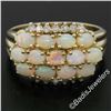 Image 1 : 14kt Yellow Gold 1.80 ctw Oval Cabochon Opal and Round Diamond Wide Band Cluster