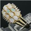 Image 3 : 14kt Yellow Gold 1.80 ctw Oval Cabochon Opal and Round Diamond Wide Band Cluster