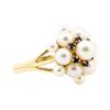 Image 1 : 0.10 ctw Blue Sapphire and Pearl Cluster Ring - 14KT Yellow Gold