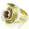 Image 4 : 18kt Yellow Gold and Sterling Silver 2.73 ctw Garnet and Diamond Cocktail Ring