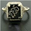 Image 6 : 1925 14k White Gold Prong Set Black Onyx Filigree Dinner Ring
