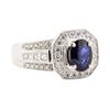 Image 1 : 2.51 ctw Blue Sapphire And Diamond Ring - 18KT White Gold