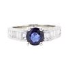 Image 2 : 2.60 ctw Sapphire And Diamond Ring - 18KT White Gold