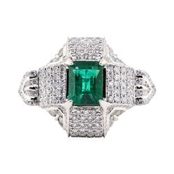 2.87 ctw Emerald and Diamond Ring - Platinum