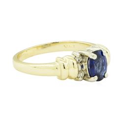 1.00 ctw Blue Sapphire and Diamond Ring - 14KT Yellow and White Gold