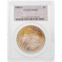 1880-S $1 Morgan Silver Dollar Coin PCGS MS65 AMAZING TONING