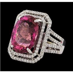 16.15 ctw Pink Tourmaline and Diamond Ring - 14KT White Gold