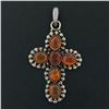 Image 2 : Sterling Silver Oval Cabochon Bezel Amber Cross Pendant & Bead Work Halo