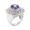 Image 4 : 6.94 ctw Tanzanite and Diamond Ring - 14KT White Gold