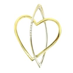 18kt Yellow and White Gold 0.05 ctw Round Diamond Open Heart and Marquise Pendan