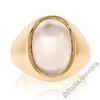 Image 4 : Men's Large Polished 14kt Yellow Gold Oval Cabochon Blue Moonstone Solitaire Rin