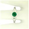 Image 9 : 14k White Gold GIA Emerald & Diamond 3 Stone 1.50 ctw Engagement Right Hand Ring