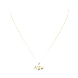 0.25 ctw Blue Topaz Claddagh Pendant with Chain - 14KT Yellow Gold