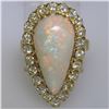 Image 5 : Vintage French 14k Gold 4.95 ctw Elongated Pear Opal & Diamond Halo Cocktail Rin