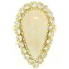 Image 8 : Vintage French 14k Gold 4.95 ctw Elongated Pear Opal & Diamond Halo Cocktail Rin