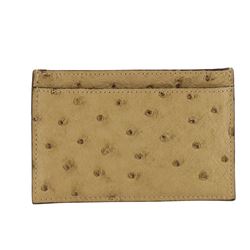 Gucci Beige Ostrich Card Holder Wallet