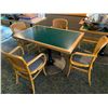 Image 2 : Set of - table approx 32 inch x 48 inch with 4 wicker back arm chairs