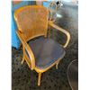 Image 3 : Set of - table approx 32 inch x 48 inch with 4 wicker back arm chairs