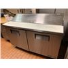 Image 1 : TRUE Model TSSU -60-16-HC 60 inch double door SS sandwich prep station. on wheels with inserts.