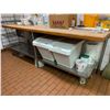 Image 1 : Butcher Block prep table, 8 ft long with SS bottom shelf