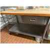 Image 2 : Butcher Block prep table, 8 ft long with SS bottom shelf