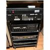 Image 1 : Rack with bar stereo and video components, amps , cable box, etc