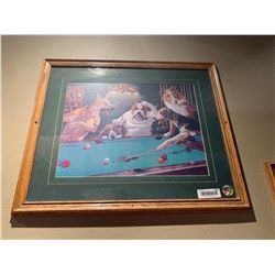 Framed Picture - Dogs playing Pool