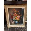 Image 1 : Large Gramed Floral Oil on Canvas