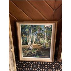 Framed oil painting forest