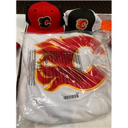 Calgary Flames Jersey and 2 hats