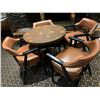 Image 2 : Lot of - Round bar table with 4 heavy vinyl arm chairs