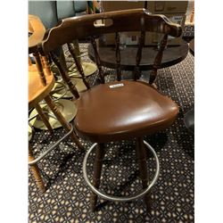 Lot of 10 - Wood upholstered swivel bar stools