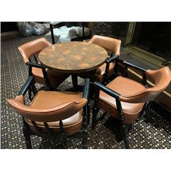 Lot of - Round bar table with 4 heavy vinyl arm chairs